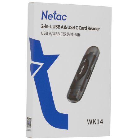 Кард-ридер Netac WK14/черный/SD/SDHC/SDXC/microSD/microSDHC/microSDXC/USB 3.0/USB Type-C/пластик