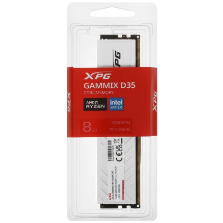 Оперативная память XPG Gaммix D35, DDR4, 8GB (1x8GB), 3200MHz, CL16, UDIMM, с радиатором, белый