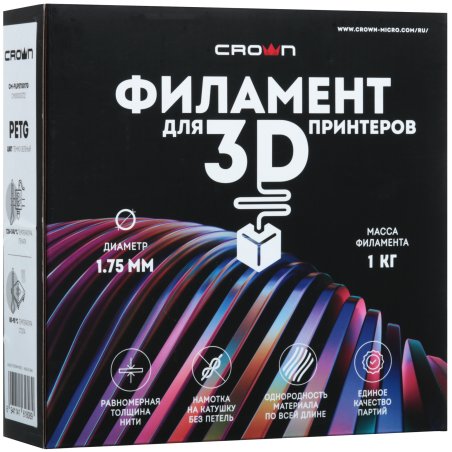 Филамент Crown Micro CM-FILPETG017G PETG 1.75 1кг темно-зеленый