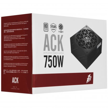 Блок питания 1STPLAYER ACK HA-750AC2, 750Вт, 80 PLUS Standart, черный