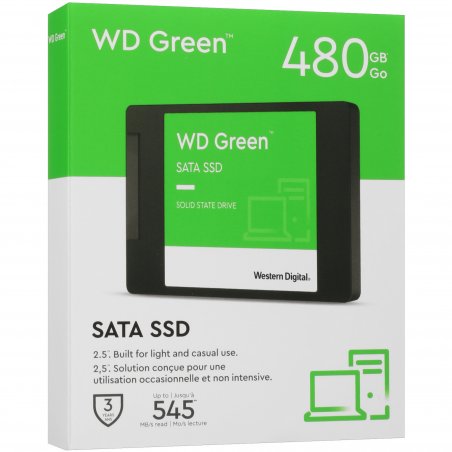 Накопитель SSD WD Green WDS480G3G0A, 480Gb, SATA III, 2.5", R/W 545/545