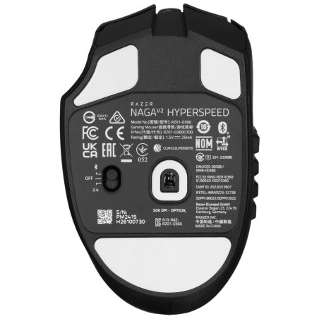 Мышь беспроводная Razer Naga V2 HyperSpeed черный, 30000 dpi, радиоканал, Bluetooth, USB, кнопки - 19