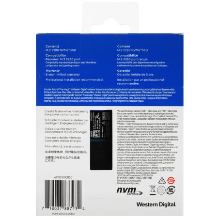 Накопитель SSD WD 250Gb, PCIe 3.0 x4, M.2 2280, Blue SN570 NVMe, R/W 3300/1200