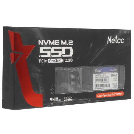 Накопитель SSD Netac NV2000, 256Gb, PCIe 3.0 x4, M.2 2280, NVMe, R/W 2500/1000
