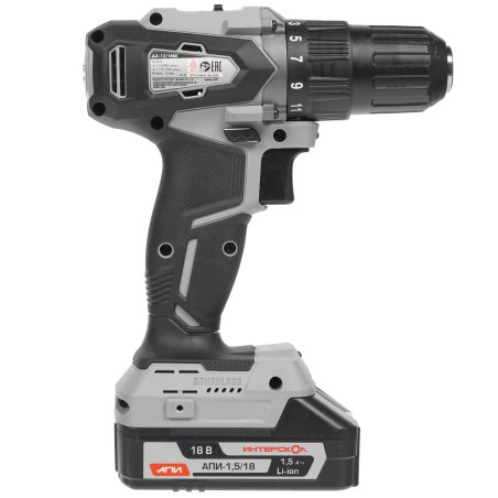 Дрель-шуруповерт аккумуляторная ИНТЕРСКОЛ ДА-13/18ВК, Аккумуляторный, 18В, 2 АКБ, Кейс