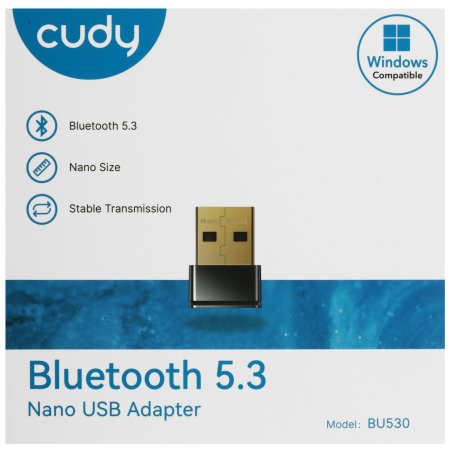 Адаптер беспроводной связи CUDY Bluetooth 5.3 Nano USB Adapter, Nano Size, USB 2.0, Windows 11/10/8.1/7