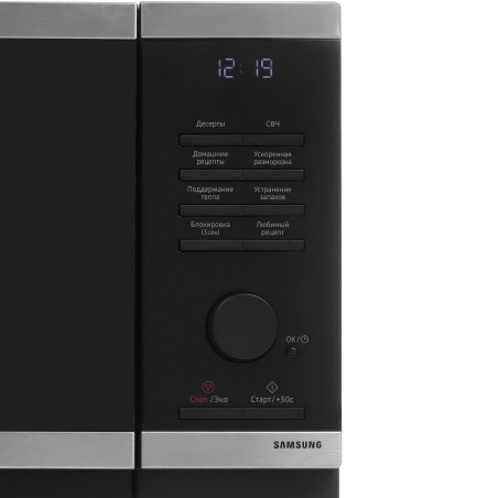 Микроволновая печь Samsung MS23DG4504ATBW нержавеющая сталь/черный, 23 л, 800 Вт, переключатели - сенсор/поворотный механизм