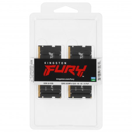 Оперативная память Kingston Fury Impact, DDR5, 32GB (2x16GB), 5600MHz, CL40, SO-DIMM
