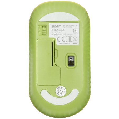 Мышь беспроводная Acer OMR205 зеленый/желтый, 1200 dpi, радиоканал, USB, кнопки - 3