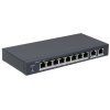 Сетевой неуправляемый коммутатор DS-S1008P - 8 RJ45 100M PoE, 2 порта с высоким приоритетом; 2 Uplink порта Gigabit