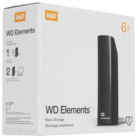 Внешний HDD 3.5" Western Digital Elements Desktop, 6TB, USB 3.2 Gen 1 Type-A, 5400 rpm, черный