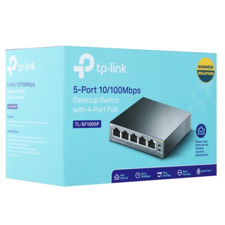 Коммутатор TP-Link SMB TL-SF1005P 5-портовый 10/100 Мбит/с настольный коммутатор с 4 портами PoE