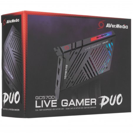 Карта видеозахвата Avermedia Live Gamer DUO, PCI-Express x4 Gen 2, 2xHDMI, 2160p60 HDR, (GC573), RTL
