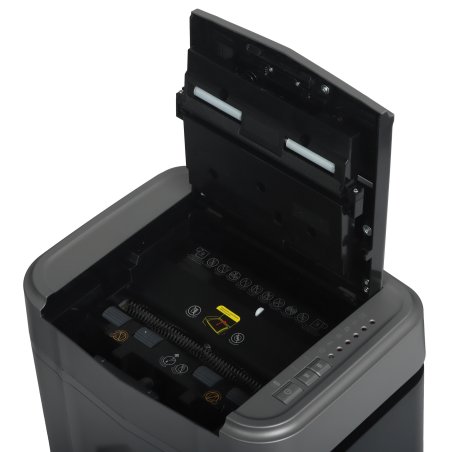 Шредер Heleos АП23-5 серый/серебристый с автоподачей (секр.P-5) фрагменты 145лист. 23лтр. скрепки скобы пл.карты