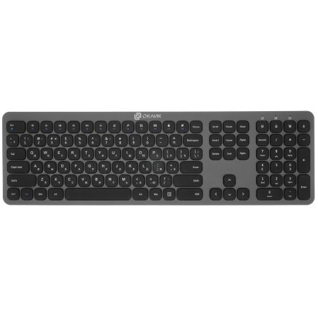 Комплект клавиатура + мышь Оклик 300M клав:серый мышь:серый/черный USB беспроводная slim