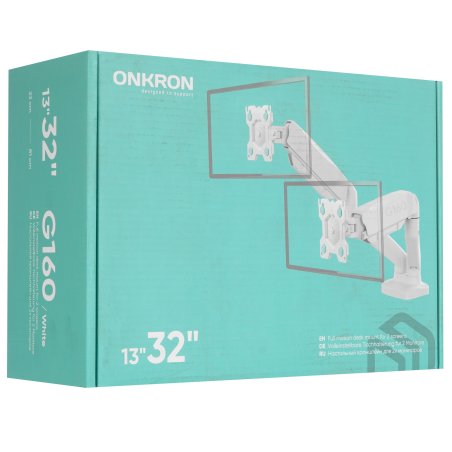 Кронштейн для мониторов Onkron G160 BW черный/белый 13"-32" макс.10кг настольный поворот и наклон верт.перемещ.