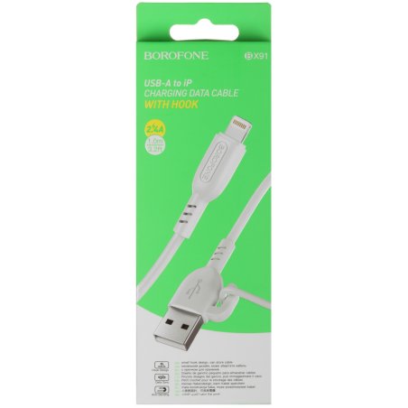 Дата-кабель USB 2.4A для Lightning 8-pin Borofone BX91 ПВХ 1м (White)