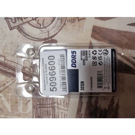 Оперативная память Crucial Premier, DDR5, 32GB (1x32GB), 4800 MHz, CL40, SO-DIMM