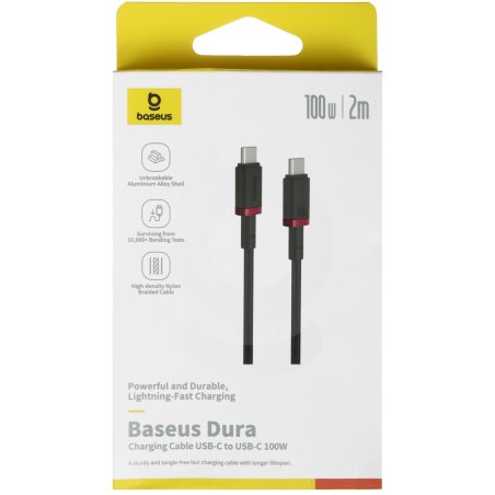 Baseus Dura Series Fast Charging Cable Type-C to Type-C 100W 2m Red+Black P10377803U01-03