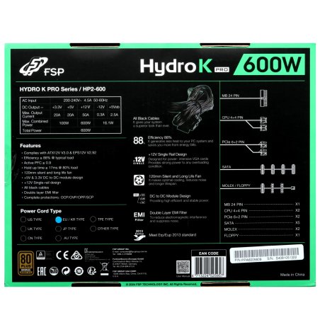 Блок питания FSP Hydro PTM PRO(ATX3.1) 1350W, 1350Вт, 80+ Platinum, 135мм, модульный, черный