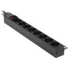 Блок розеток горизонтальный ExeGate ServerPro PDU-19H805 Al-8S-EU3-SW, 19", 1U, Алюминий, 8 Schuko, кабель с евровилкой VDE-250V-16A-3*1.5мм2, 3 метра, выкл. с подсветкой, черный