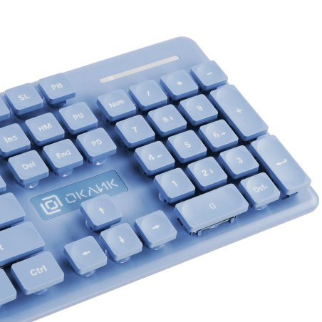 Комплект клавиатура + мышь Оклик S265W клав:голубой мышь:голубой USB беспроводная Bluetooth/Радио Multimedia (1938927)