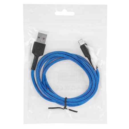 Кабель Defender F181, USB 2.0 (AM) - Apple Lightning (M), 1метр, 2.4А, нейлоновая оплетка, синий.