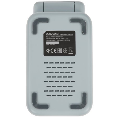 Беспроводное зарядное устройство CANYON WS-304, Foldable  3in1 Wireless charger, with touch button for Running water light, Input 9V/2A,  12V/1.5AOutput 15W/10W/7.5W/5W, Type c to USB-A cable length 1.2m, with QC18W EU plug,132.51*75*28.58мм, 0.168Kg,Blue