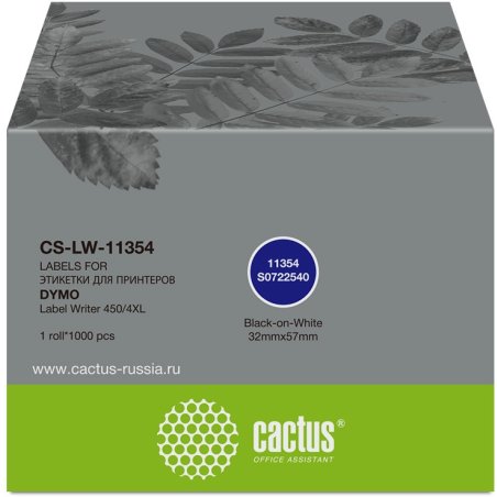 Этикетки Cactus CS-LW-11354 сег.:57x32мм черный белый 1000шт/рул Dymo Label Writer 450/4XL