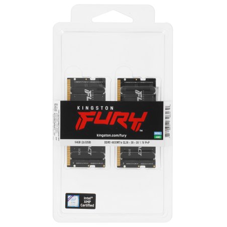Оперативная память Kingston Fury Impact, DDR5, 64Gb (2x32Gb), 4800MHz, CL38, SO-DIMM
