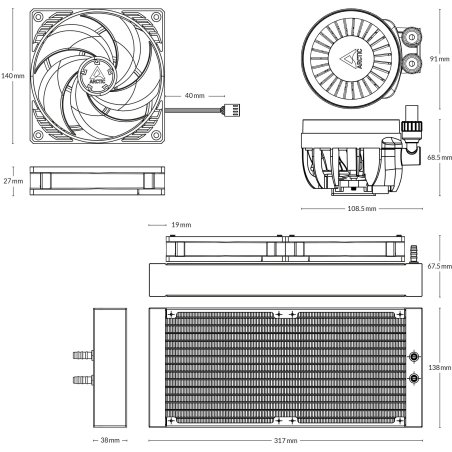 Жидкостная система охлаждения Arctic Liquid Freezer III 280 белый, 140 мм, алюминий/медь, 2800 об/мин, 26 дБ, 4 pin, 260 Вт