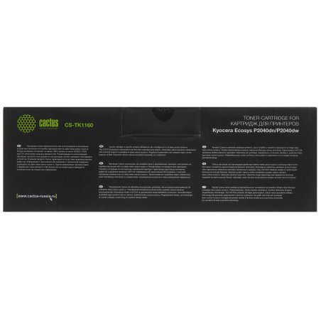 Картридж лазерный Cactus CS-TK1160 черный (7200 стр.) для Kyocera Ecosys P2040dn/P2040dw