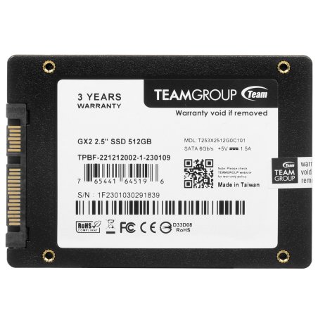 Накопитель SSD жесткий диск SATA2.5" 512GB GX2 T253X2512G0C101 TEAMGROUP