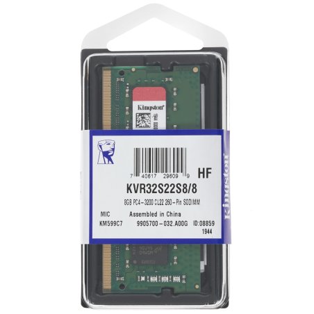 Оперативная память Kingston ValueRAM, DDR4, 8Gb (1x8Gb), 3200MHz, CL22, SO-DIMM