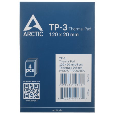 Термопрокладка Arctic Thermal pad 120x20мм, 0.5мм - 4 Pack TP-3 (ACTPD00055A)