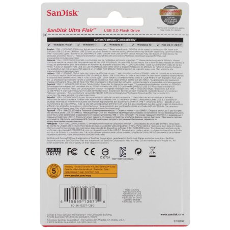 Флешка USB Sandisk 128Gb Cruzer Ultra Flair SDCZ73-128G-G46 USB 3.0 серебристый/черный