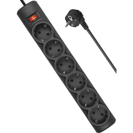 Сетевой фильтр Defender DFS 155 / 6 розеток / черный / 5.0 м