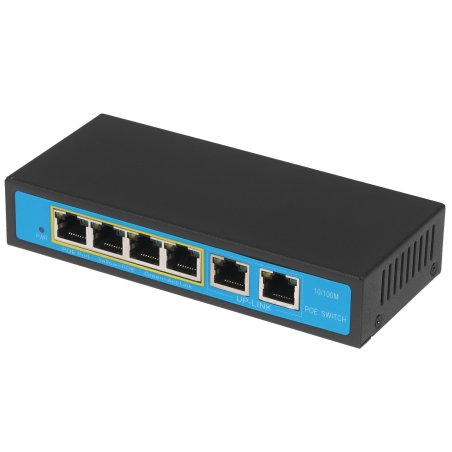 Коммутатор PoE 4 порта 10/100Mbps SWP-7504POE/2P 4xPoE+1xUplink RJ45, IEEE 802.3af, мощность 15.4 Вт на порт, БП 52В/1.25А, настенный крепеж в ком