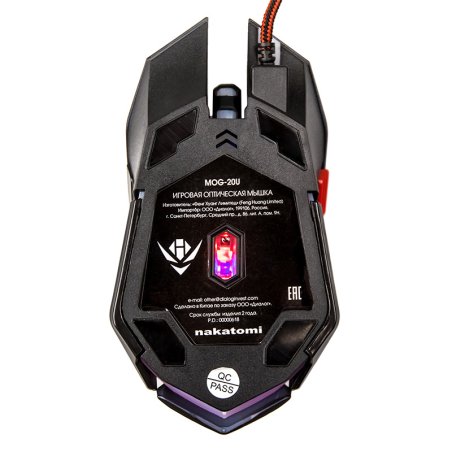 Мышь проводная Nakatomi MOG-20U черный, 2400 dpi, USB, кнопки - 6