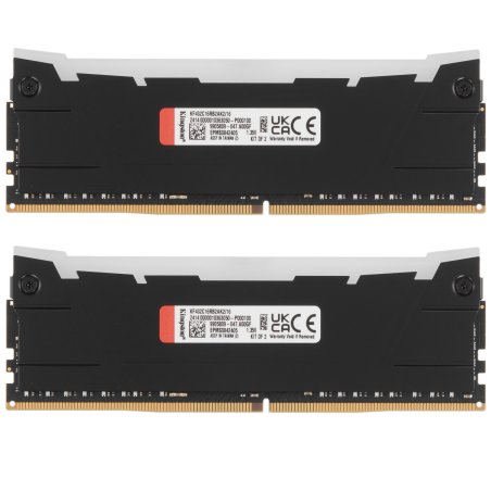 Оперативная память Kingston Fury Renegade, DDR4, 16Gb (2x8Gb), 3200MHz, CL16, DIMM, с радиаторами, RGB, черный