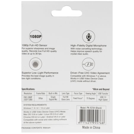 Веб-камера A4 PK-925H черный 2Mpix (1920x1080) USB2.0 с микрофоном