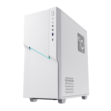 Компьютерный корпус GameMax Centauri, без БП, (ATX,Бело-голуб,USB 3.0, Зак.стек.,1*120мм. RGb, пыл.фильтр), белый/синий