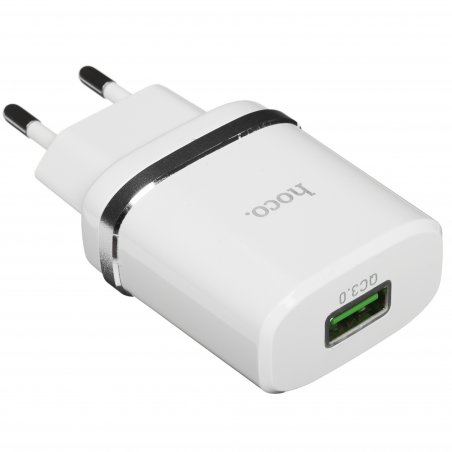 Сетевое зарядное устройство + Кабель Micro HOCO HC-16286 C12Q/1m/QC 3.0/1 USB/Выход: 5V_9V_12V, 18W, белый
