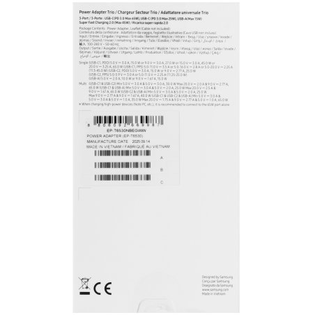 Сетевое зарядное устройство Samsung EP-T6530 65W 3-Port (USB-Cx2/USB) черный