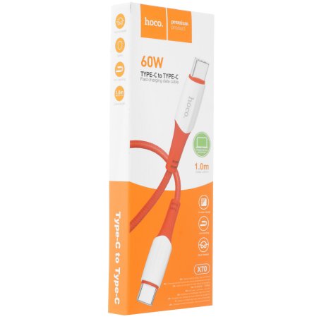 Кабель USB HOCO (6931474760524) X70 USB 3.0A 60W для Type-C Type-C Red 1 м
