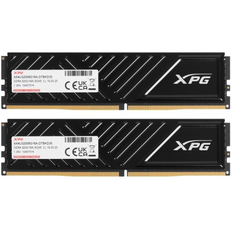 Модуль памяти ADATA 16GB DDR4 3200 UDIMM XPG GAMMIX D35 Gaming Memory AX4U32008G16A-DTBKD35 1.35V, Heat Shield, Kit (2x8GB), Black, RTL,
