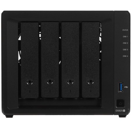 Сетевое хранилище Synology DiskStation DS925+ черный (AMD Ryzen V1500B/4Gb/4 pcs (3.5" or 2.5" SATA or SSD)/1xM.2 2280 NVMe SSD/RAID/1x4Gb/no WIFI) (DS