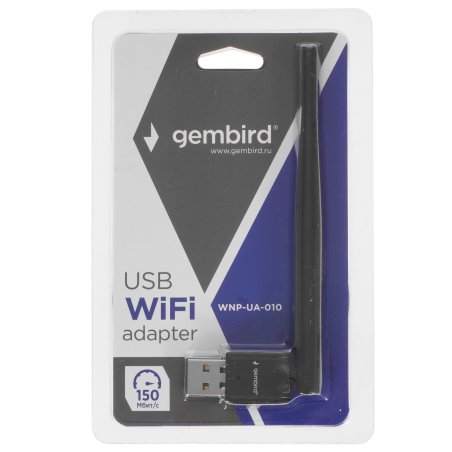 Сетевой адаптер Gembird WiFi 150 Мбит, с антенной, USB, 802.11b/g/n, RTL8188 (WNP-UA-010)