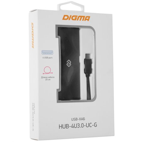 Разветвитель USB-C Digma HUB-4U3.0-UC-G 4порт. серый