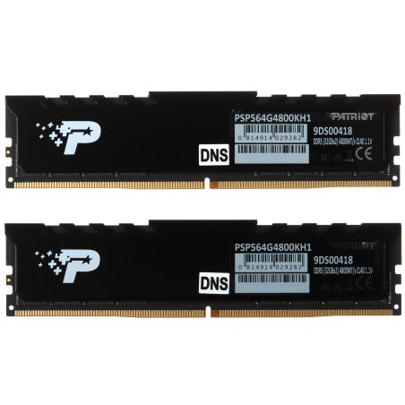 Оперативная память Patriot Signature Premium, DDR5, 64Gb (2x32 Gb), 4800 MHz, CL40, DIMM, радиатор, черный